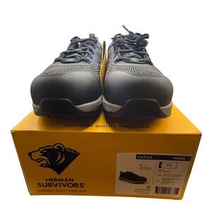 Herman Survivors Cassle Work Shoe Mens 7.5 Black Blue New Composite Toe Slip